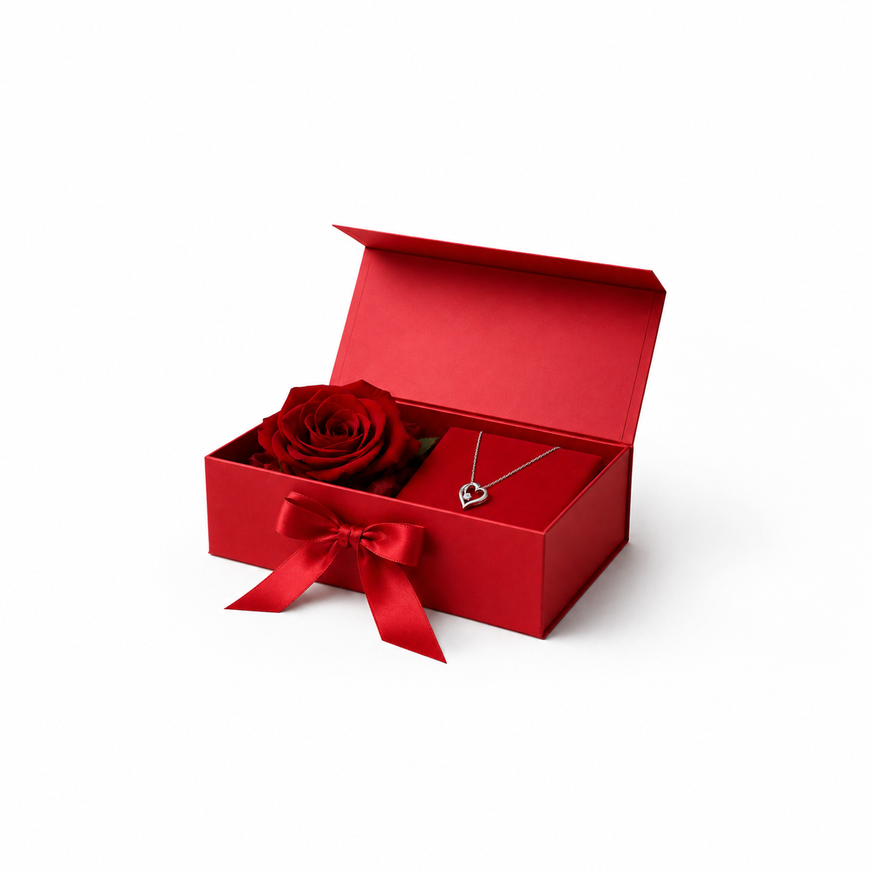 ZetY Love Box – Cadou elegant cu trandafir și lănțișor din argint